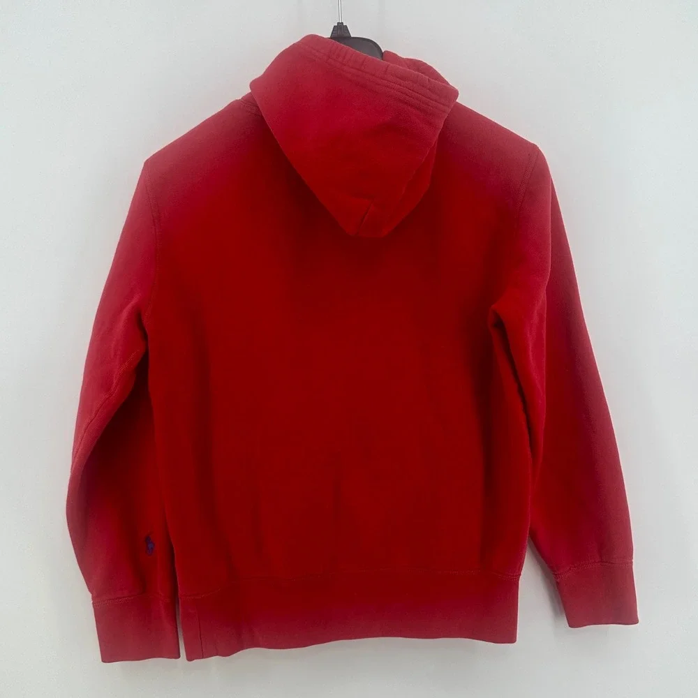 Polo Ralph Lauren Hoodie Mens Small Red Solid Regular Fit Spellout Embroidered